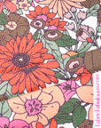 (BELLA RIB) PEACH, FALL ORANGE, AND PINK FLOWERS ON OFF WHITE