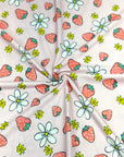 (YUMMY RIB) STRAWBERRIES AND FLOWERS ON PINK