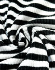 (RIB) BLACK AND OFF WHITE THINNER STRIPES
