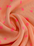 (WOVEN) HOT PINK POLKA DOTS ON LIGHT BLUSH