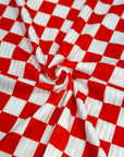 (YUMMY RIB) RED AND OFF WHITE CHECKERED