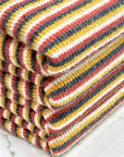 (CHENILLE MOHAIR RIB) MUSTARD, NAVY, RED, AND OFF WHITE STRIPES