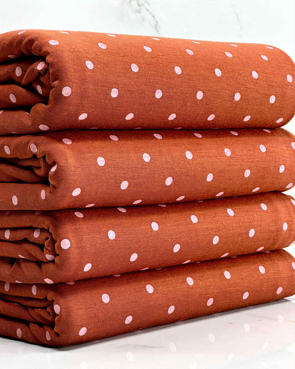 (RAYON MODAL) PINK TINY DOTS ON RUST