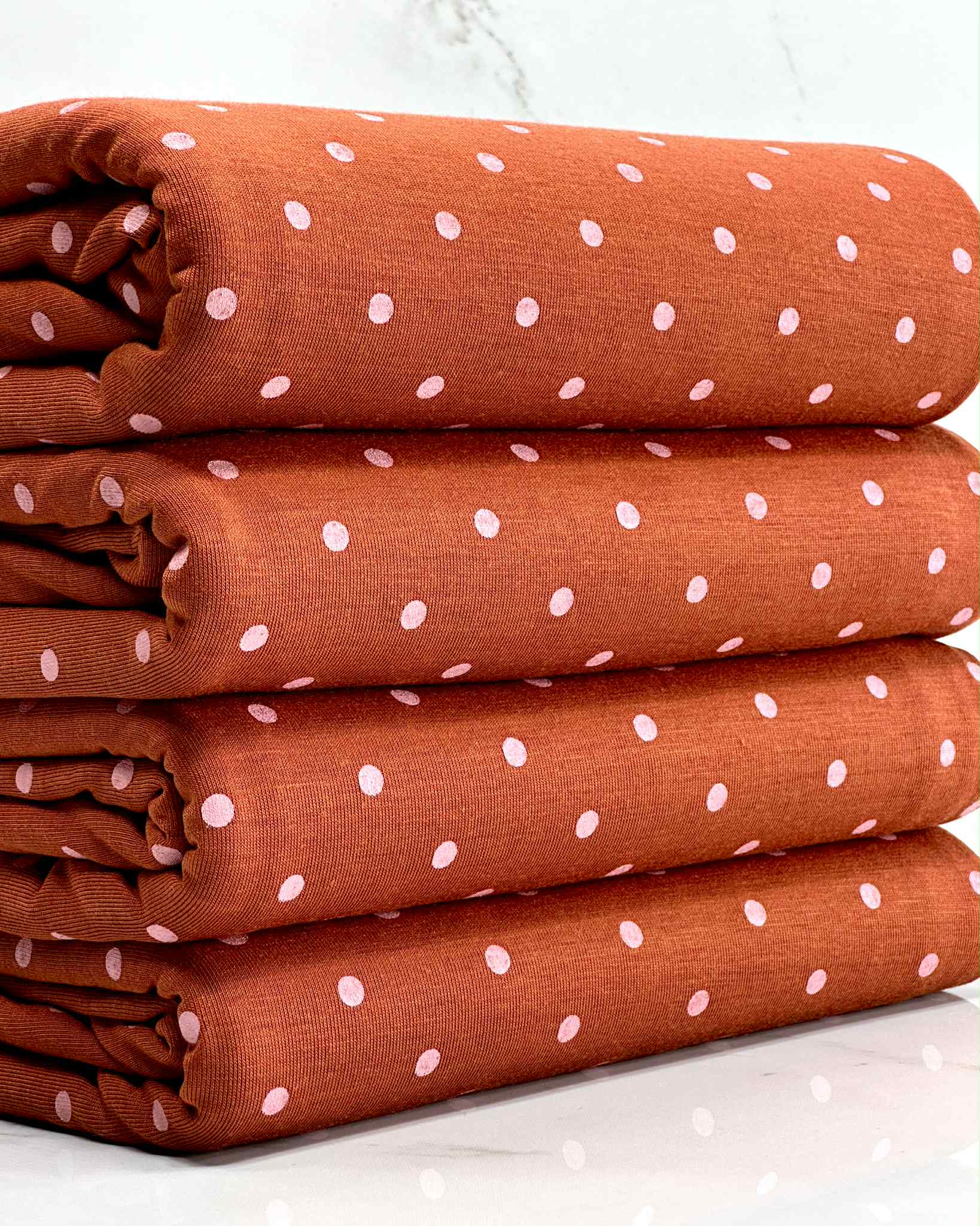 (RAYON MODAL) PINK TINY DOTS ON RUST