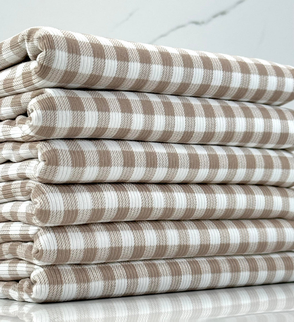 (2X2 YUMMY RIB) TAUPE AND OFF WHITE GINGHAM(1)