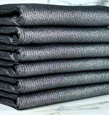 (4X2 RIB) SILVER SHIMMER ON BLACK
