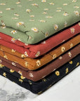 (2X1 RIB) TINY VINTAGE SUNFLOWERS ON VINTAGE BROWN(4)