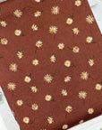 (2X1 RIB) TINY VINTAGE SUNFLOWERS ON VINTAGE BROWN(4)