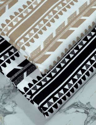 (DBP) TAUPE GEO PRINT ON OFFWHITE