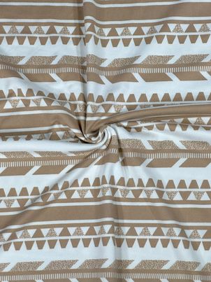 (DBP) TAUPE GEO PRINT ON OFFWHITE