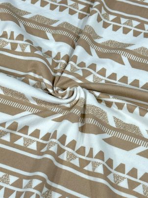 (DBP) TAUPE GEO PRINT ON OFFWHITE