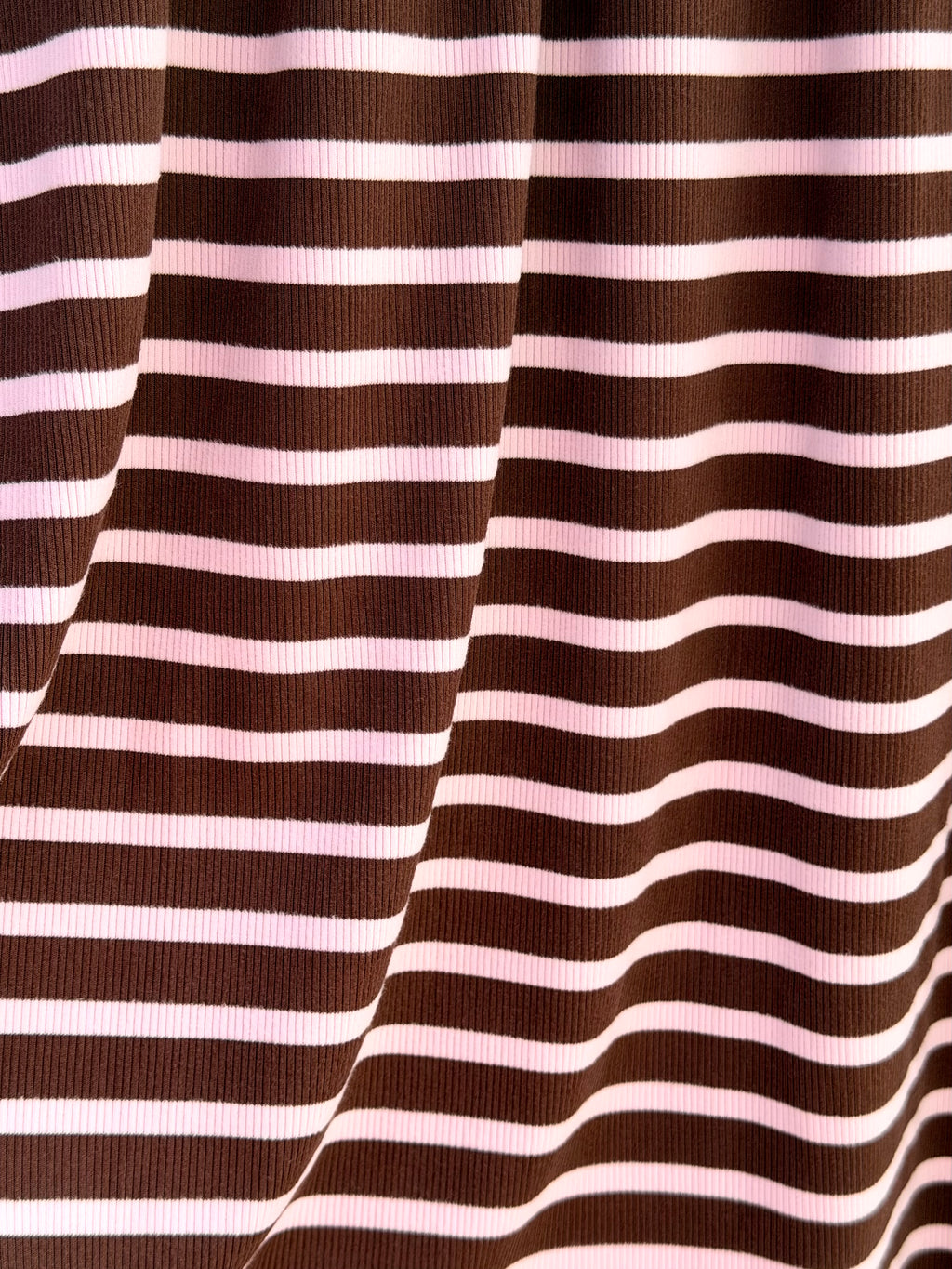 (2x2 COTTON FEEL RIB) PINK AND CHOCO STRIPES