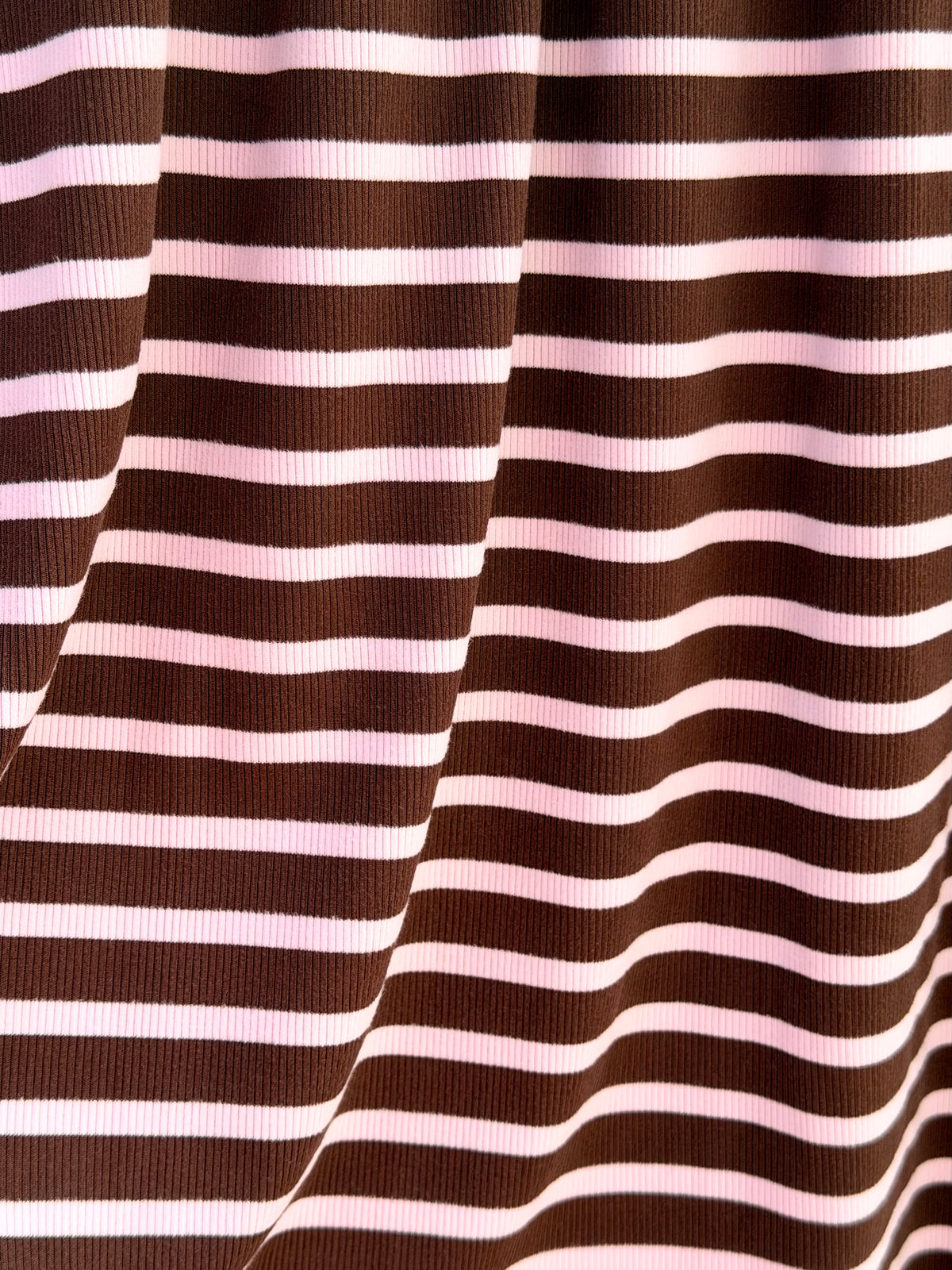 (2x2 COTTON FEEL RIB) PINK AND CHOCO STRIPES
