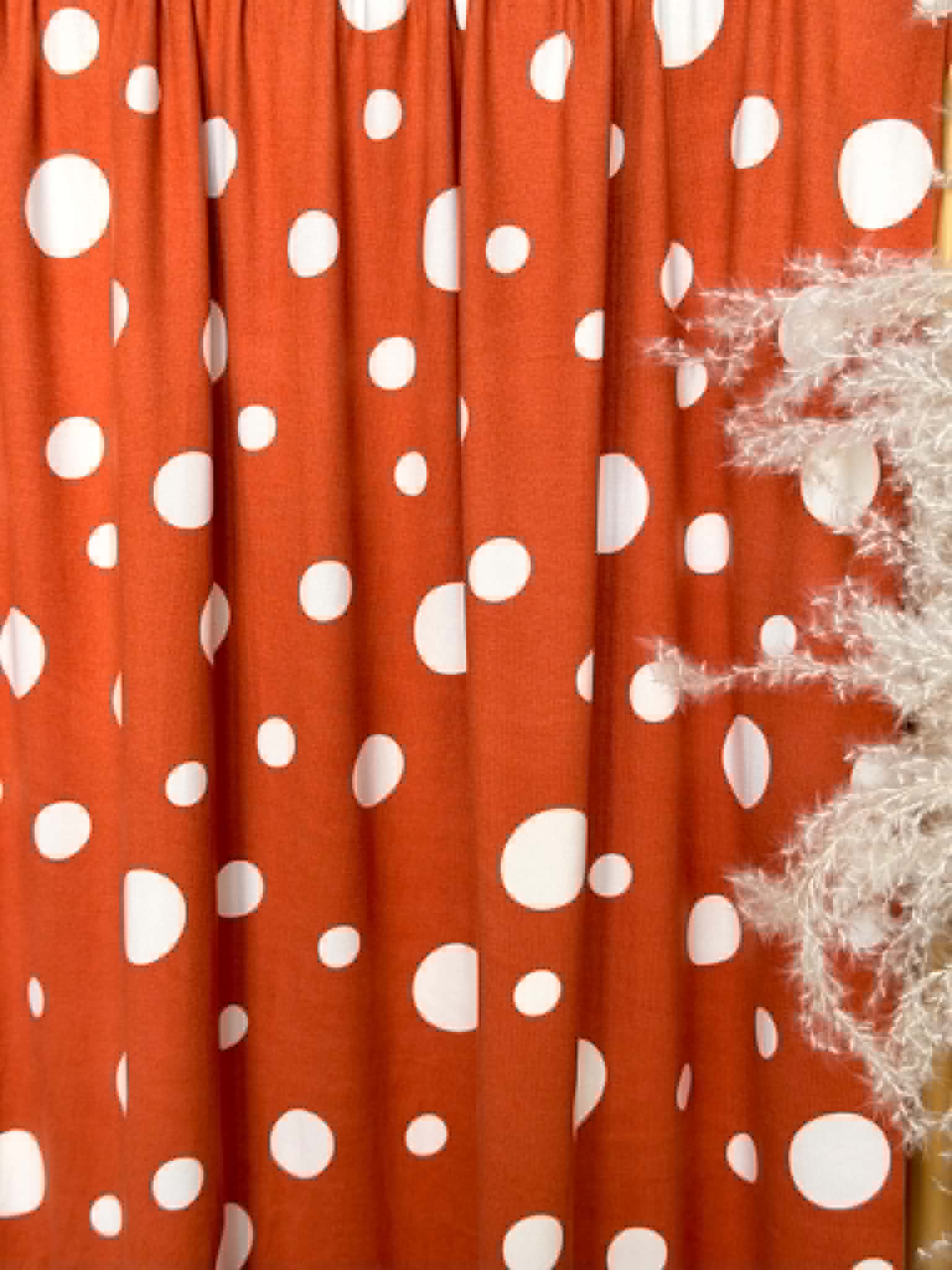 (DBP) OFF WHITE POLKA DOTS ON BURNT ORANGE