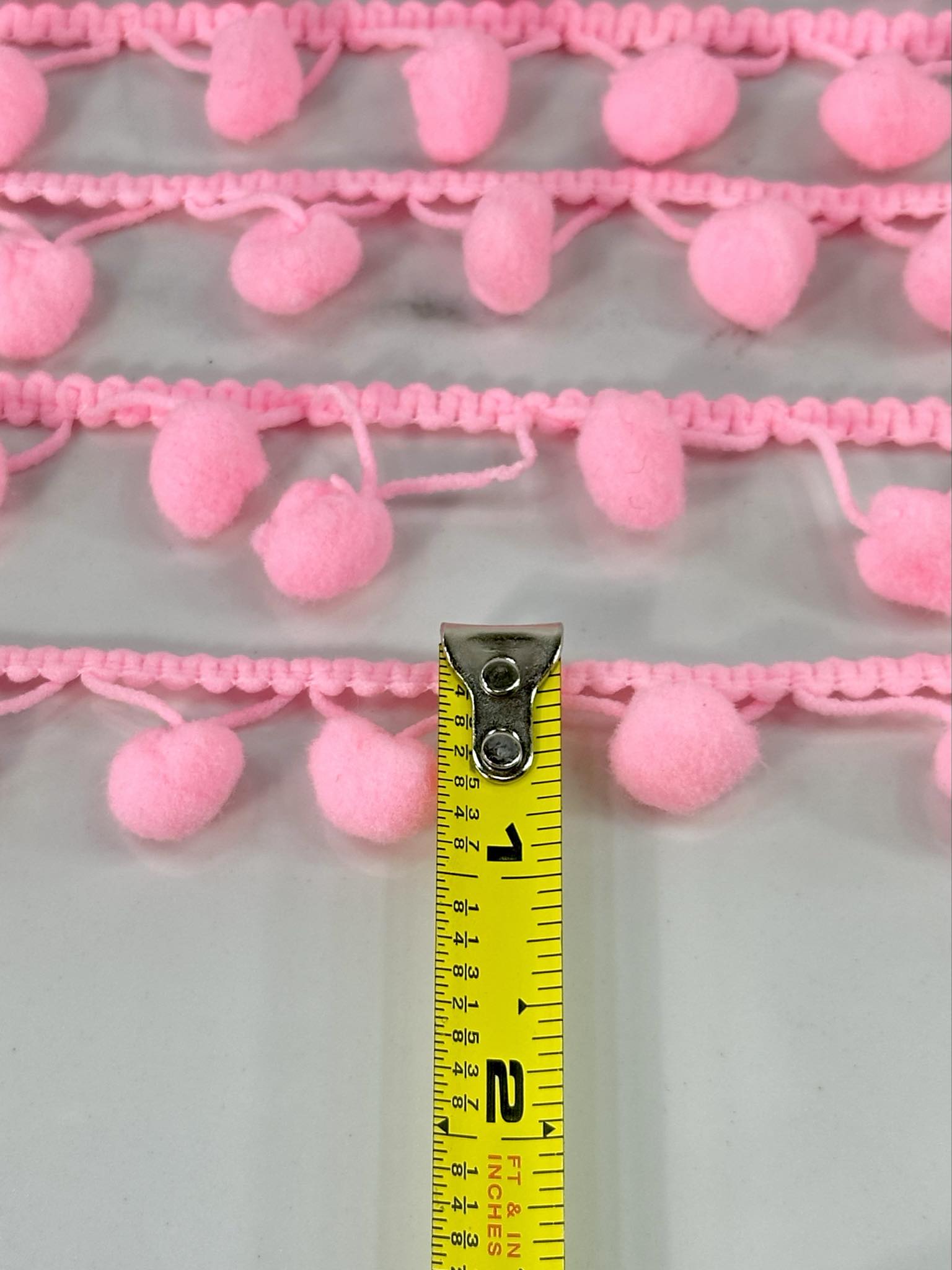 (TRIM) PINK STRIP WITH PINK POM POM BALL