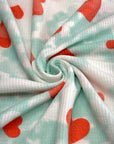 (THERMAL) RED HEARTS ON MINT AND OFF WHITE SPLASH