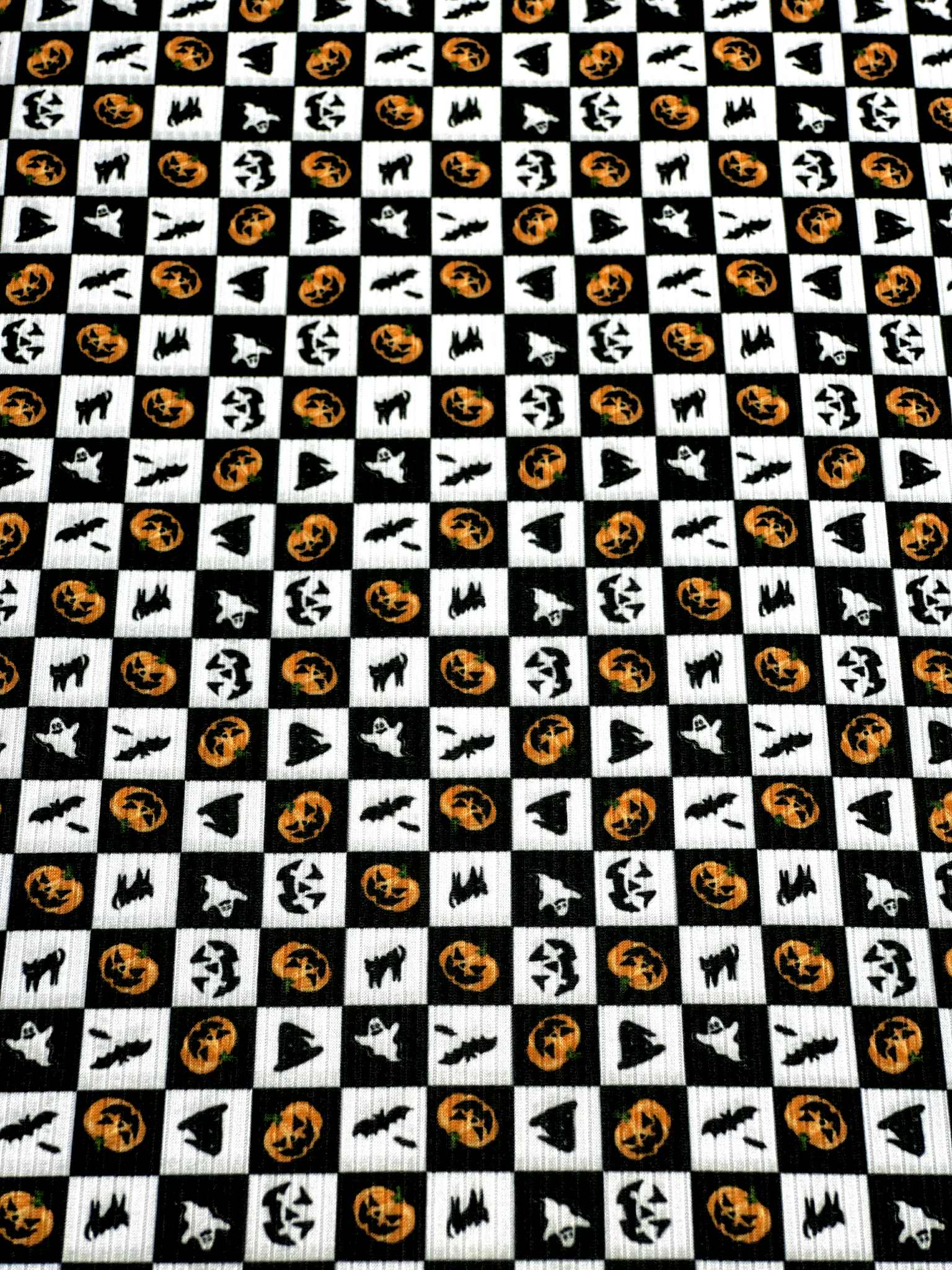 (YUMMY RIB) HALLOWEEN BLACK &amp; WHITE CHECKERED PRINT
