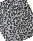 (BRUSHED SWEATER KNIT) TINY BLACK LEOPARD ON DEEP STEEL