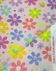 (4X2 YUMMY RIB) COLORFUL FLOWERS AND DOTS ON PINK