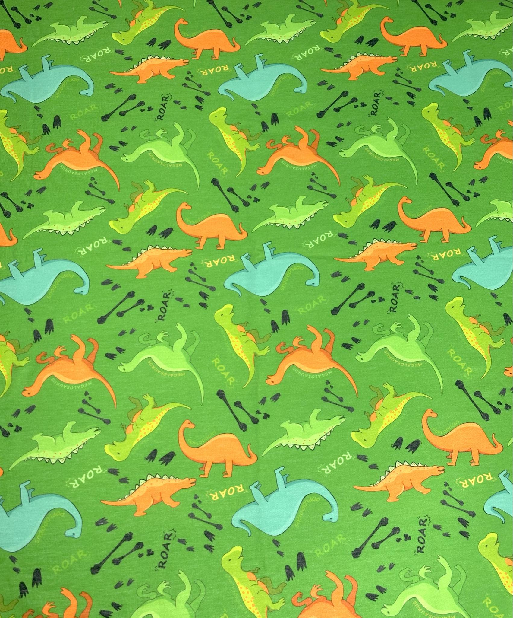 (FRENCH TERRY) DINOSAURS ON GREEN