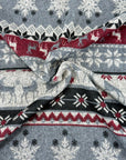 (SWEATER KNIT HACCI) CHARCOAL REINDEERS ON HEATHER GRAY