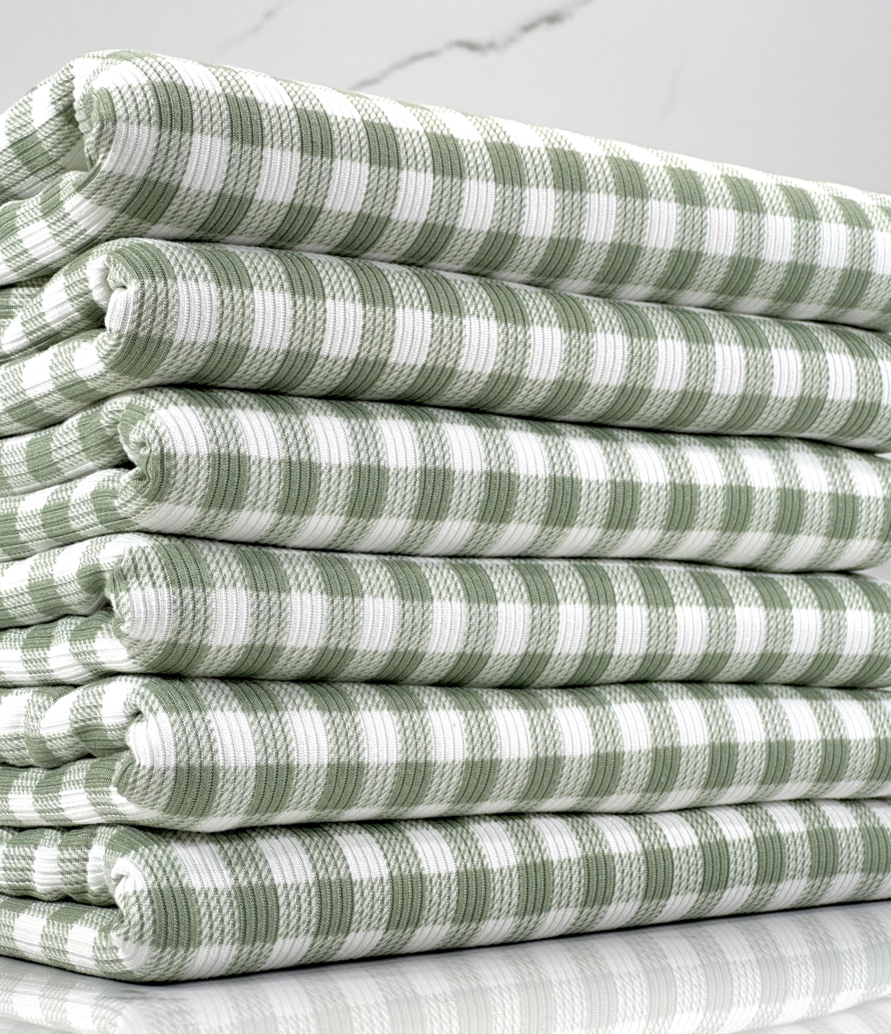 (2X2 YUMMY RIB) SAGE AND OFF WHITE GINGHAM