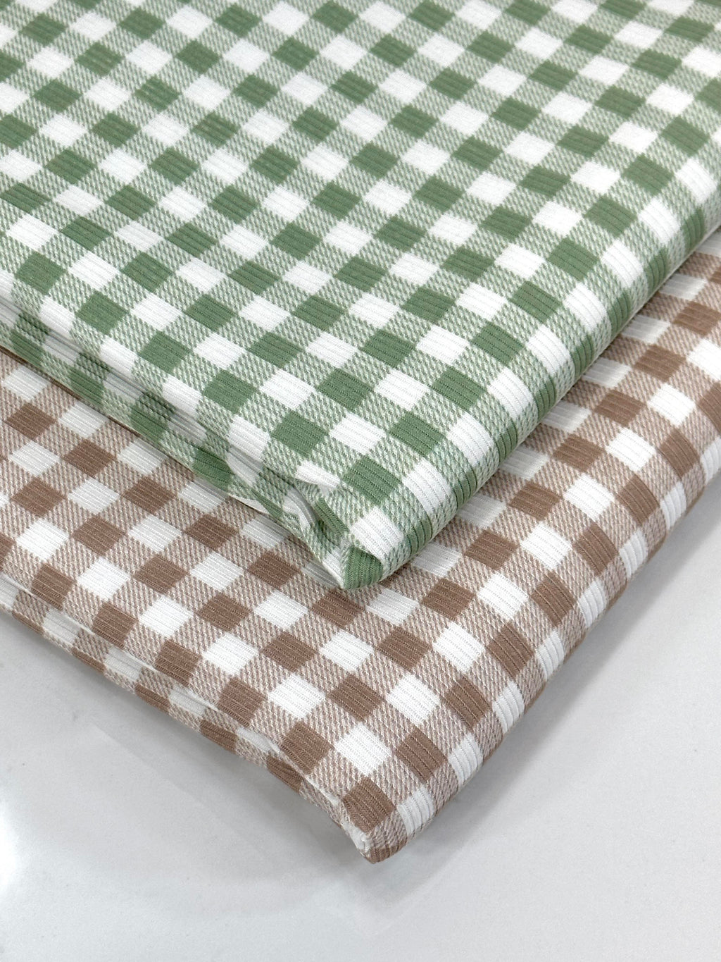 (2X2 YUMMY RIB) TAUPE AND OFF WHITE GINGHAM(1)