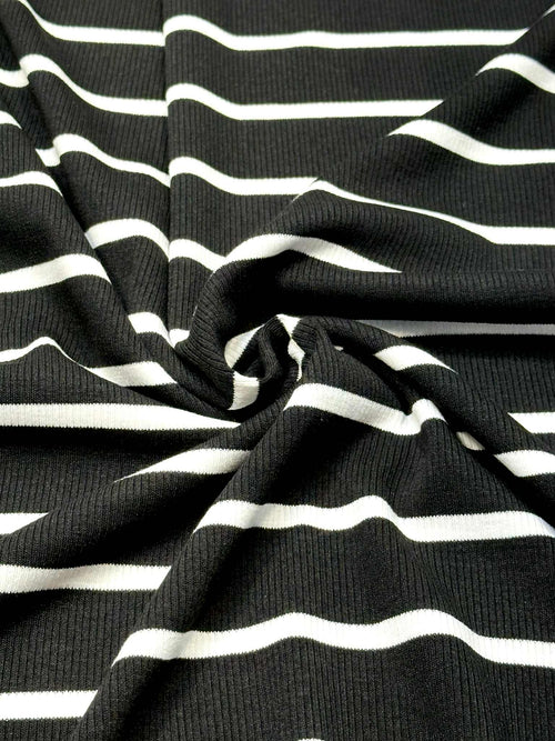 (2X1 RIB) OFF WHITE STRIPES ON BLACK