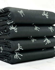 (4X2 RIB) OFF WHITE BOWS ON BLACK