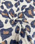 (BRUSHED SWEATER KNIT) NAVY AND BROWN BIG CHEETAH ON HEATHER GRAY