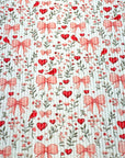 (URBAN RIB) HEARTS, BOWS, FLOWERS, AND RED BIRDS ON OFF WHITE