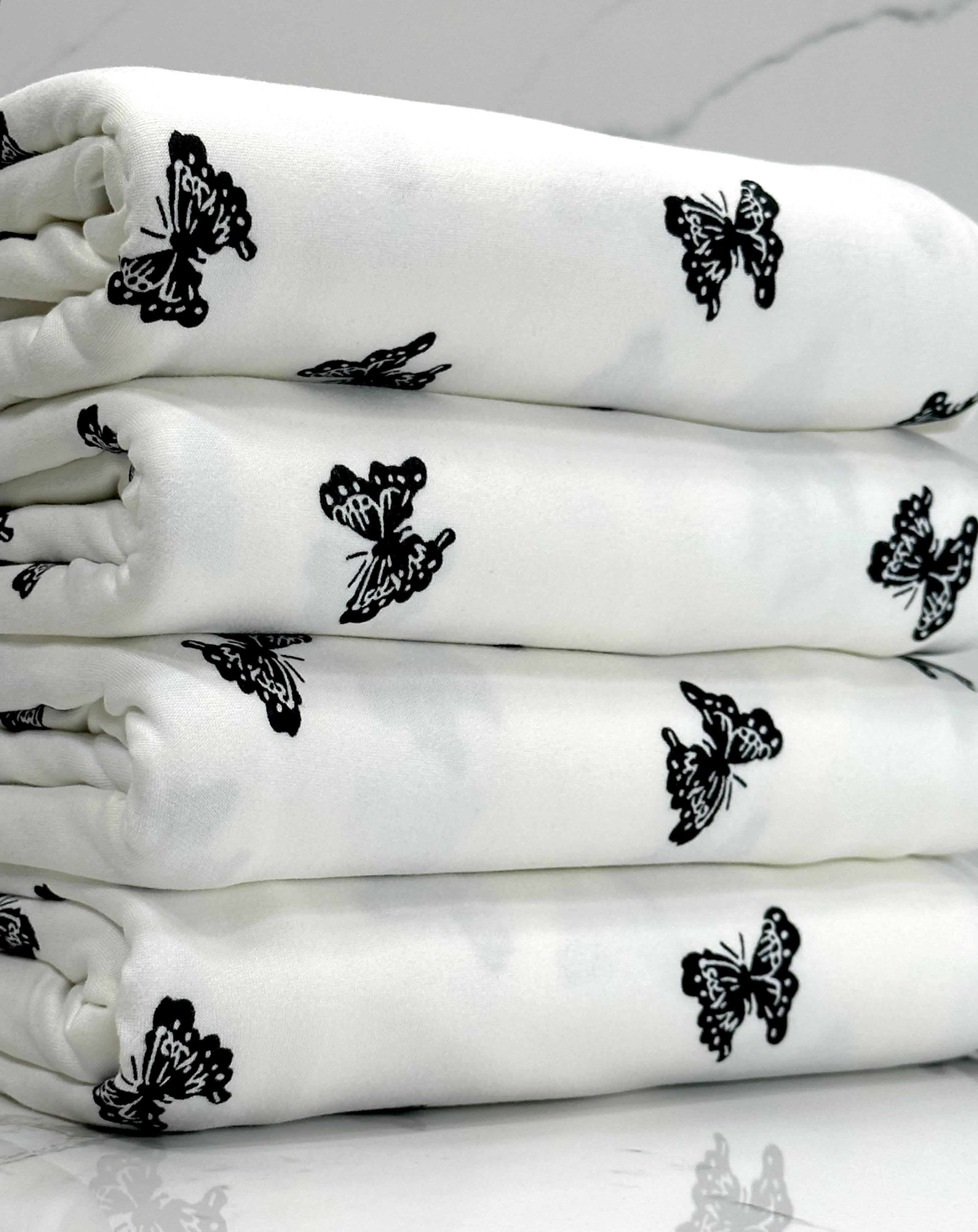 (DBP) BLACK BUTTERFLIES ON IVORY