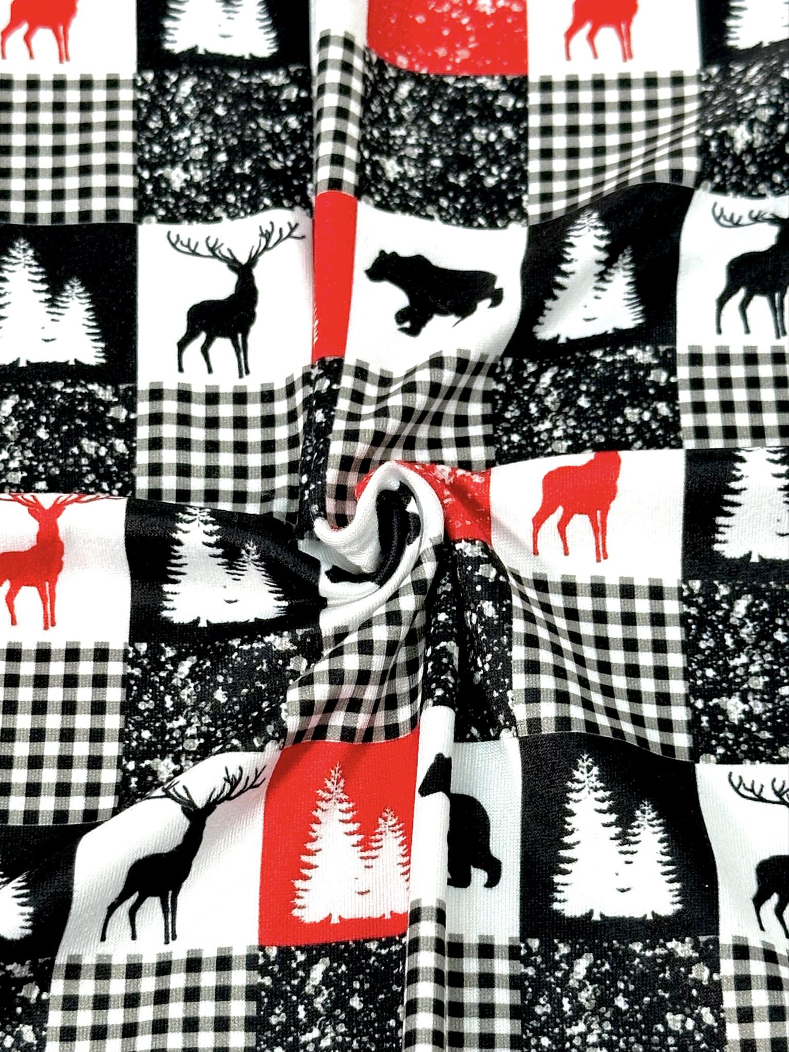 (DBP) BLACK BEAR, REINDEERS AND CHECKERED ON OFF WHITE