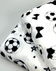 (DBP) SOCCER BALLS AND STARS ON OFF WHITE