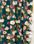 (SWIM RIB) VINTAGE FLORAL ON DARK FOREST GREEN