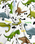 (YUMMY RIB) GREEN, BROWN, AND ALOE DINOSAURS ON OFF WHITE