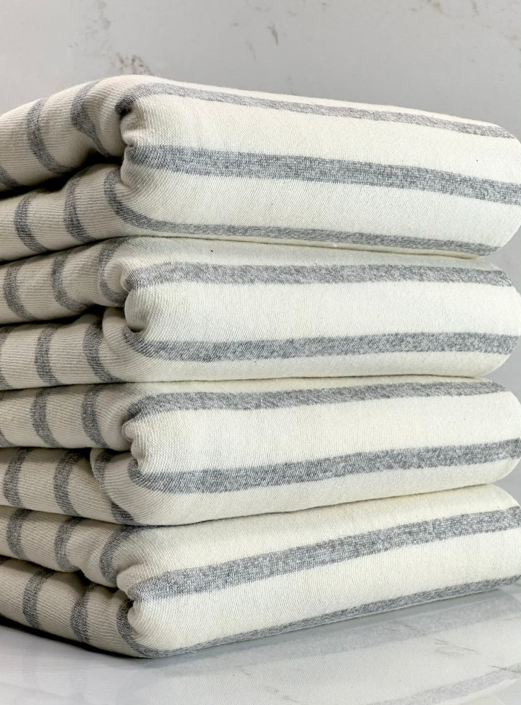 (FRENCH TERRY) LIGHT GRAY STRIPES ON IVORY (1)
