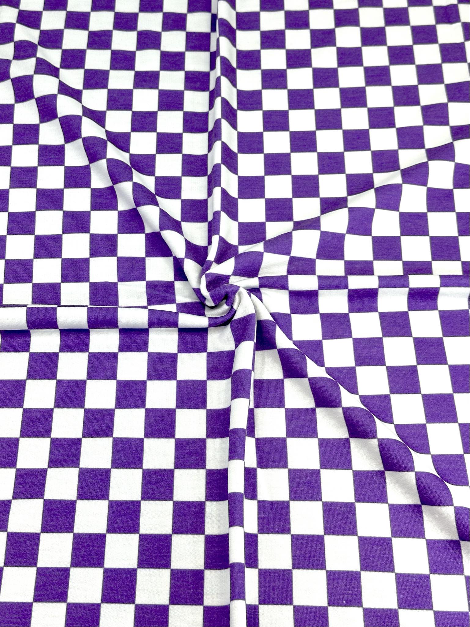 (FRENCH TERRY) PURPLE AND OFF WHITE CHECKERED