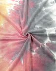 (FRENCH TERRY) PINK, SILVER, AND TAN TIE DYE