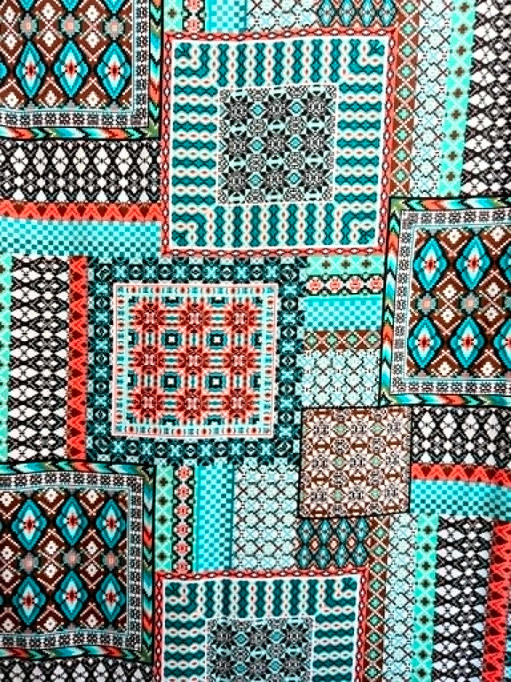 (COTTON JERSEY) TURQUOISE WESTERN BOHO