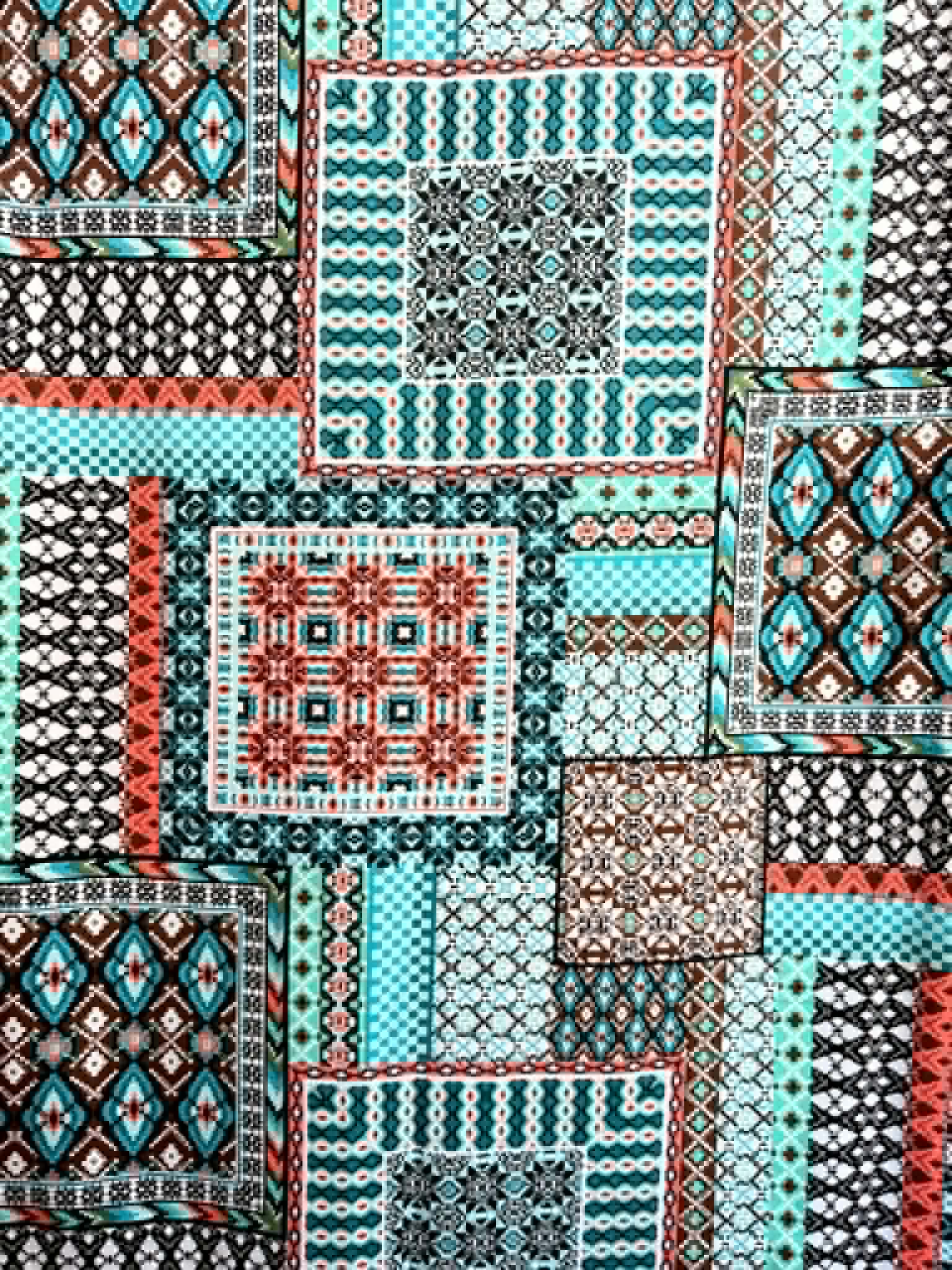 (COTTON JERSEY) TURQUOISE WESTERN BOHO