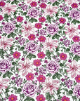 (4X2 RIB) MAGENTA AND PINK HATTIE FLOWERS ON OFF WHITE