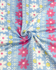 (DBP) LIGHT PINK AND OFF WHITE FLOWER PATTERN ON LIGHT BLUE