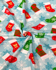 (DBP) CHRISTMAS STOCKINGS AND SNOWFLAKES ON BABY BLUE