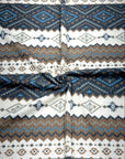 (WAFFLE) LIGHT BROWN, BLUE, CREAM, AND BLACK AZTEC PATTERN