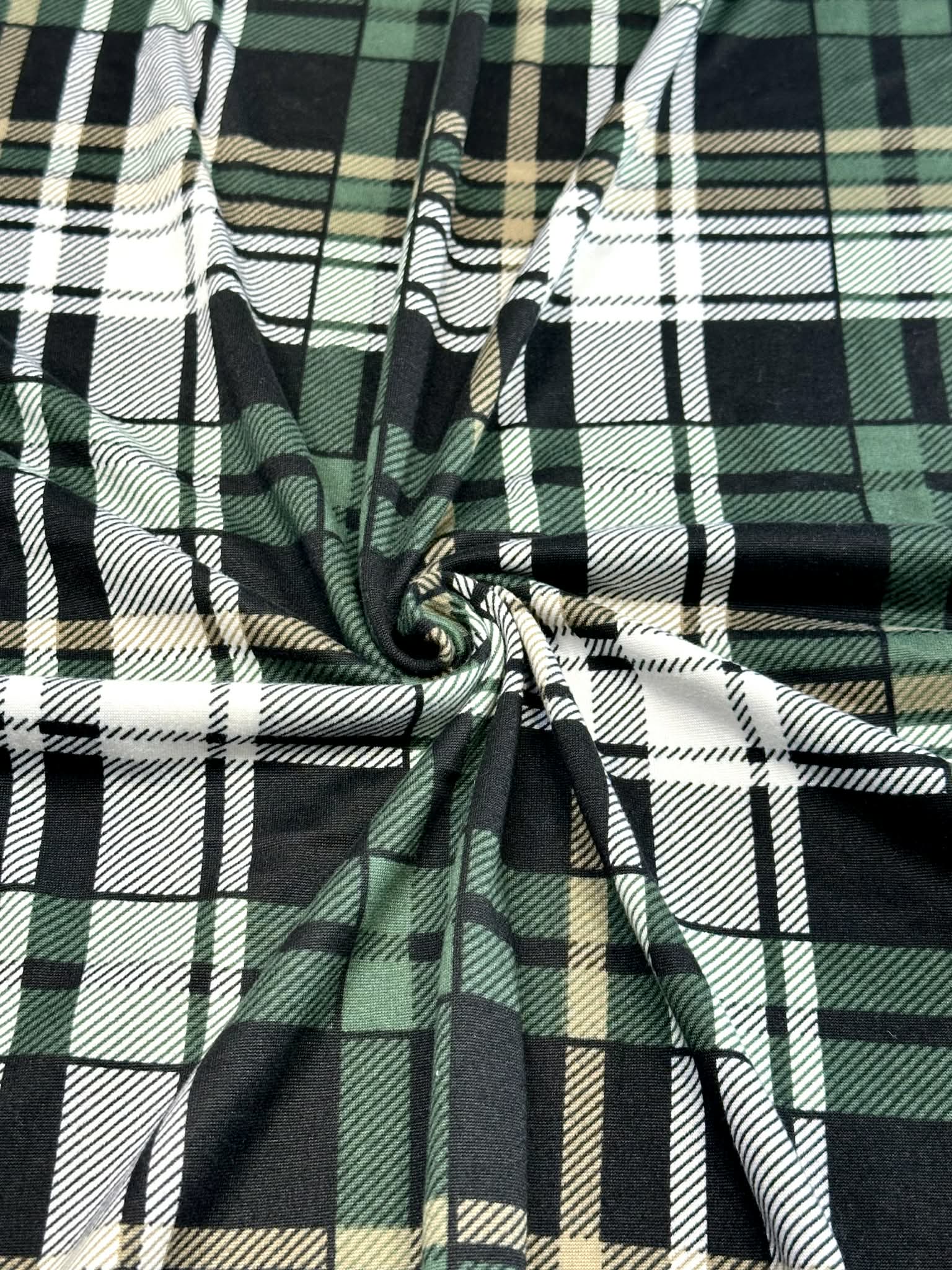 (DBP) EMERALD, BLACK, GOLD, AND OFF WHITE PLAID