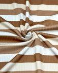(4X2 RIB) POWDER BROWN, CREAM AND OFF WHITE STRIPES