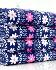 (DBP) PINK AND OFF WHITE FLOWER PATTERN ON NAVY