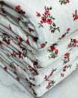 (8X2 RIB) RED FLOWERS ON OFF WHITE