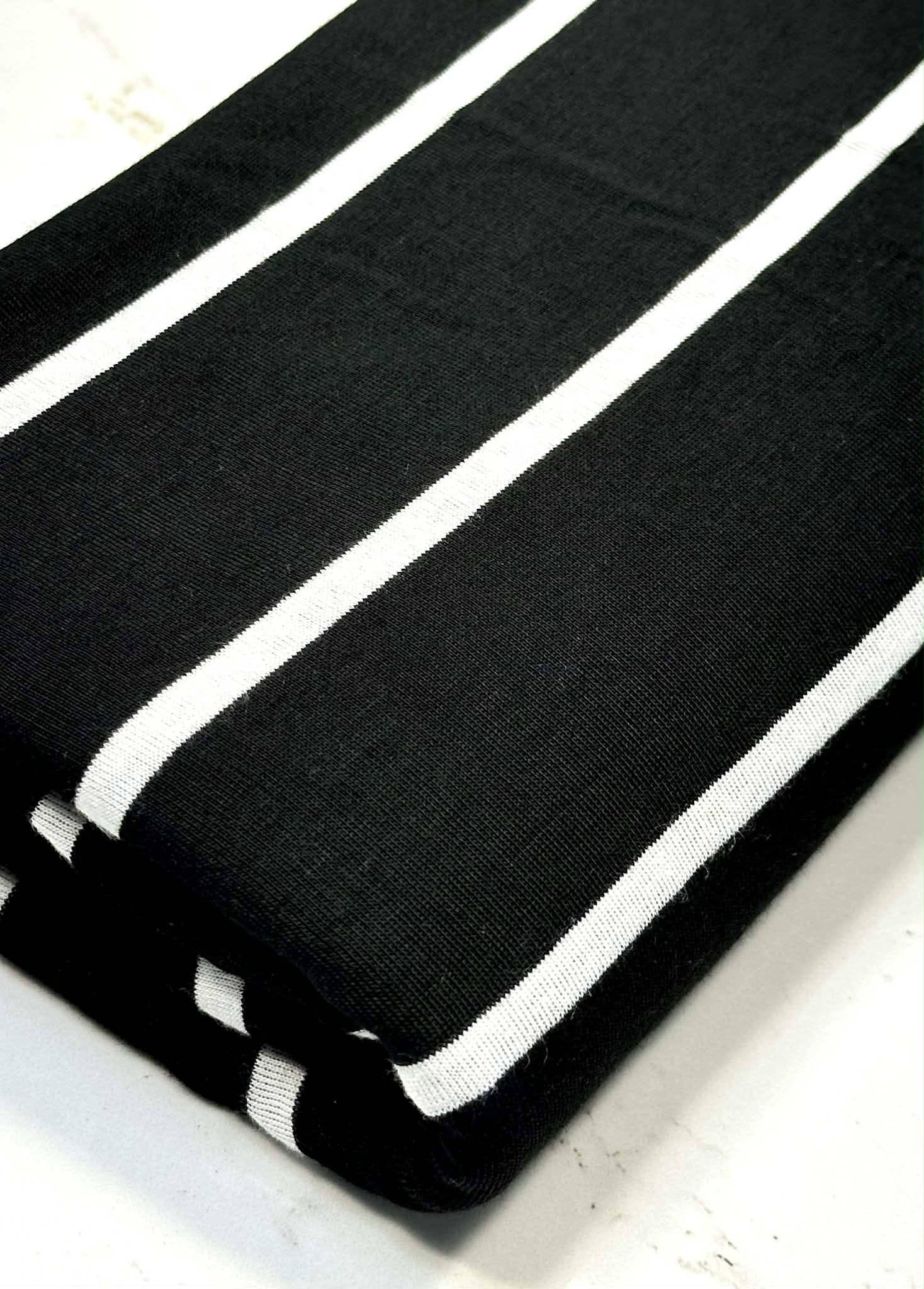 (RAYON MODAL) OFF WHITE STRIPES ON BLACK